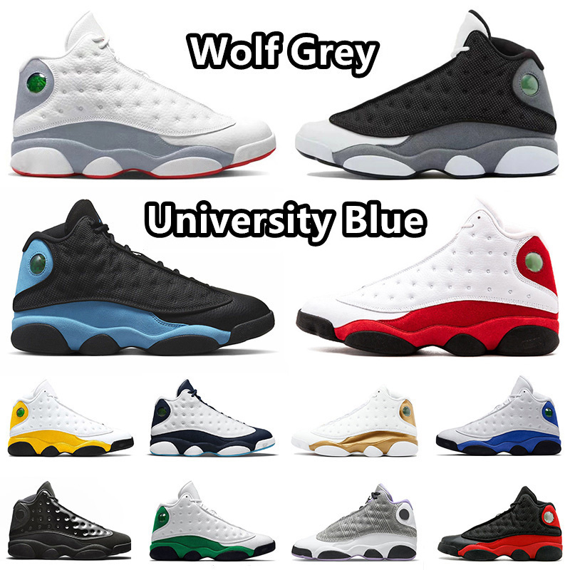 

Jumpman 13 Basketball Shoes University Blue Wheat Wolf Grey Black Flint Playoffs Chicago Obsidian Houndstooth DMP Lucky Green Sneaker for Men and Women, Item#26