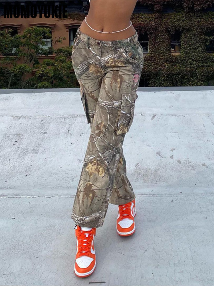 

Women' Pants Capris Women Casual High Waist Fashion Straight Pockets Camouflage Cargo Pants for Women Streetwear Trousers Camo Leaf Print Pants 230324, Coffee