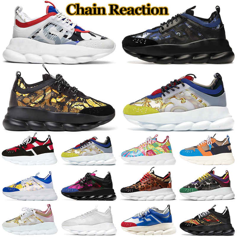 

Chain Reaction 2 Chainz designer casual shoes men women luxury Rubber Suede Twill chunky Bluette Gold Outdoor Sports Sneakers platform, Black
