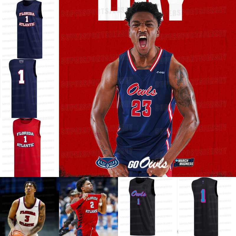 

Florida Atlantic Owls 2023 Basketball Jerseys Johnell Davis Alijah Martin Vladislav Goldin Nicholas Boyd, Red