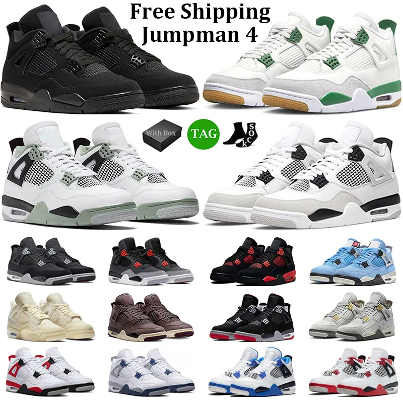 

With Box Jumpman 4 Basketball Shoes Men Women 4s Black Cat Pine Green Seafoam Military Black Red Thunder Midnight Navy Mens Trainers Sport Sneakers, #10