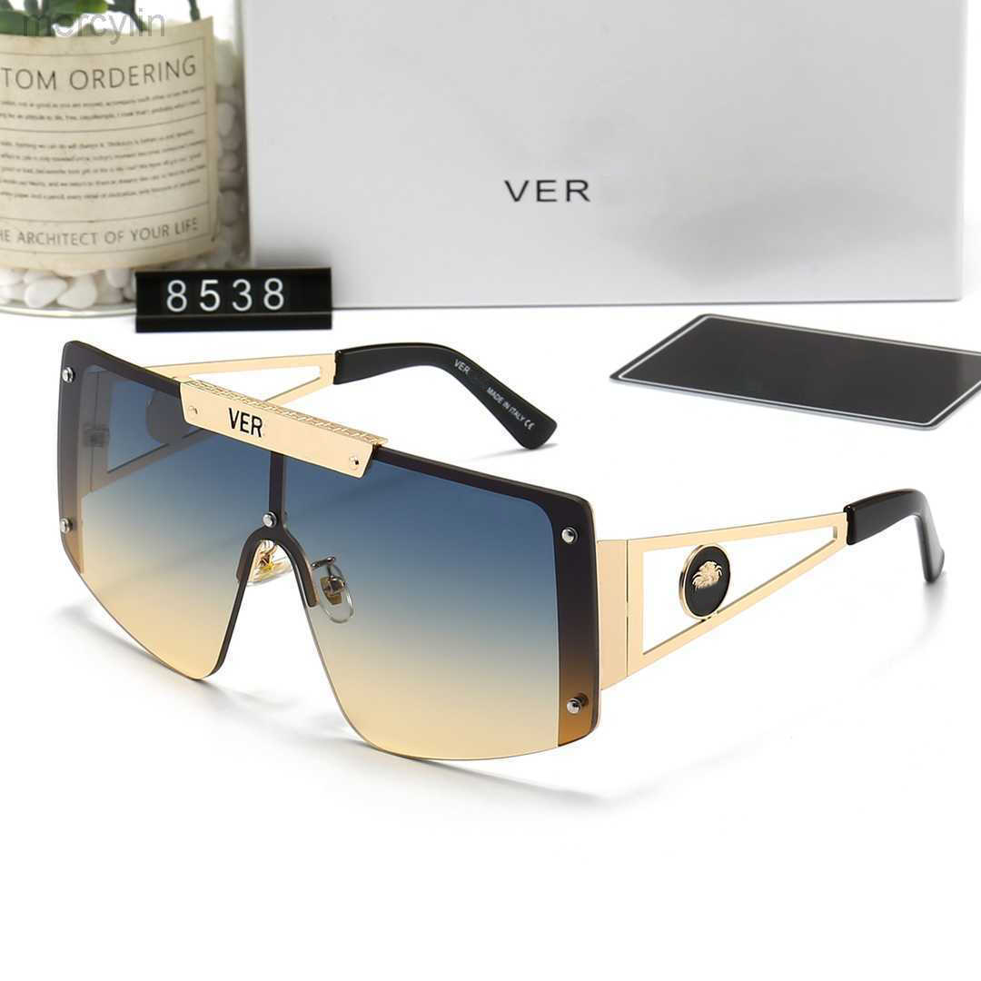 

Luxury Designer Versage Sunglasses Men's Women's Vercace Sunglasses New Fashion Casual Polarized Sunglasses Large Frame Glasses Golden Blue 8538