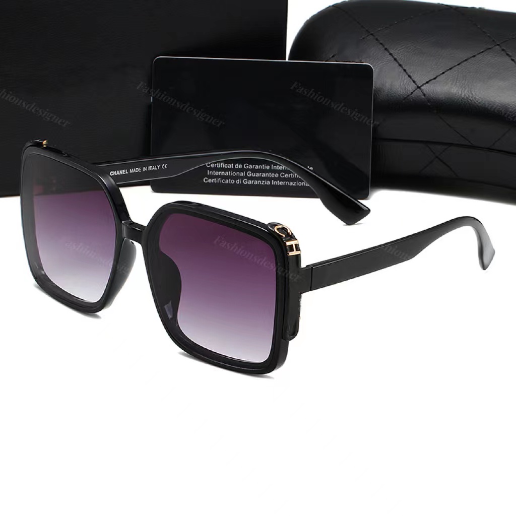 Womans sunglasses black sunglasses designer sun glasses lunette Outdoor UV Protection Goggles Classic Gold CH Letters eyeglasses with case sungla-image-853132249