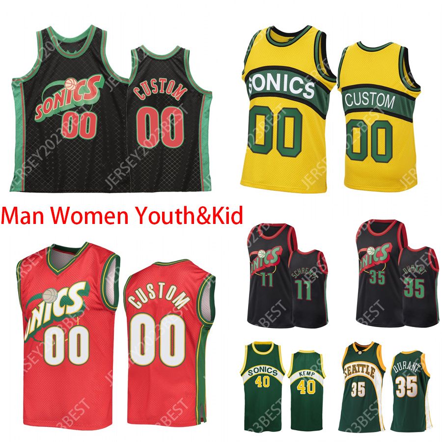 

Custom Vintage 35 Kevin Durant 34 Ray Allen Seattles Basketball Jerseys 40 Shawn Kemp 20 Gary Payton SuperSonic Reteo Jersey, White