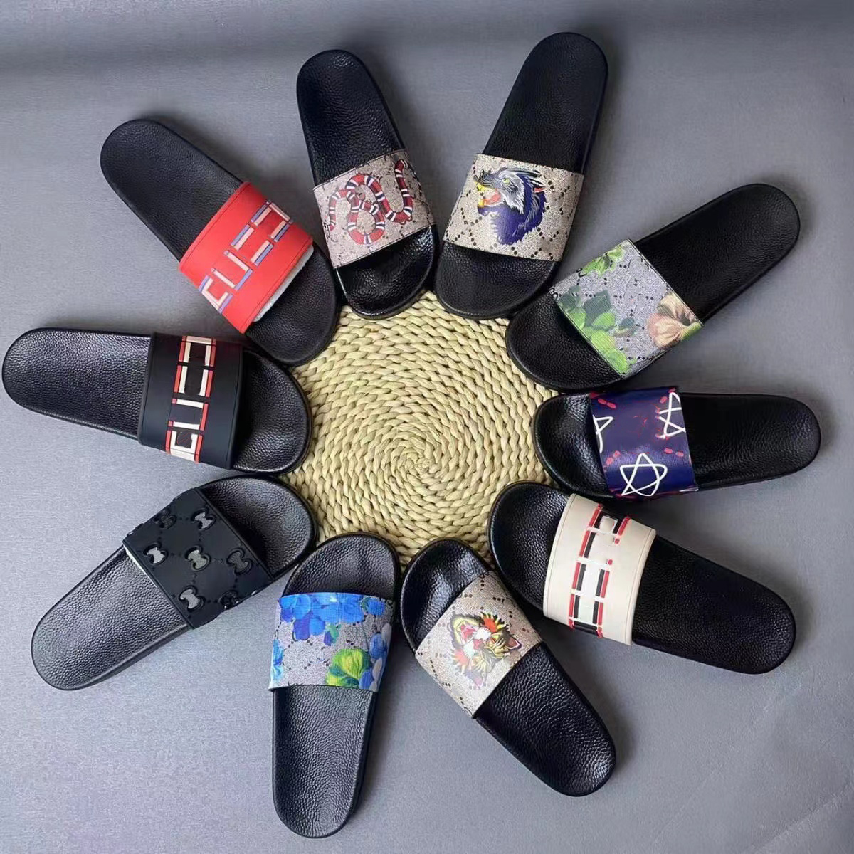 

designer sandals flip flops Men Women Sandals Shoes Slide Summer Floral Brocade Wide Flat Slippery Sandals Slipper Flip Flop flower letter Designers Shoes