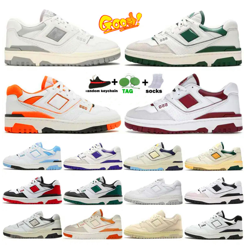 

NB Balance 550 Running Shoes Men Women Triple White Green Summer Outdoor Leather Designer Balance Sneakers Lace-up Platform Luxury New 550s Couples Sports Trainers, Color 19