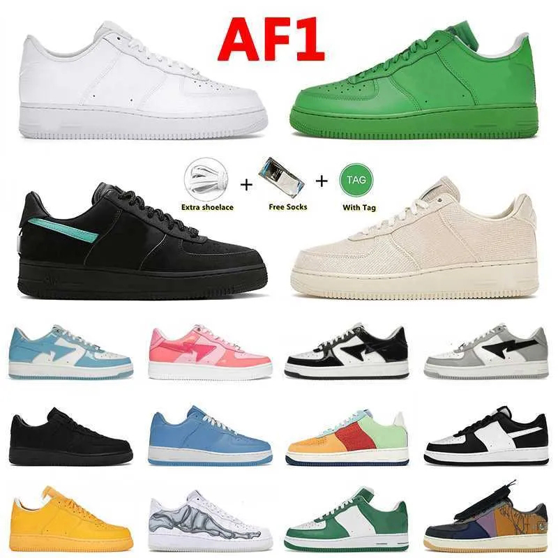 

2023 mens women running shoes af1 sneakers stussys airs forces one 1 x Tiffany Cut Low 07 Triple White Bapesta Skate Dhgates Platform Men Women, A1 triple white 36-46