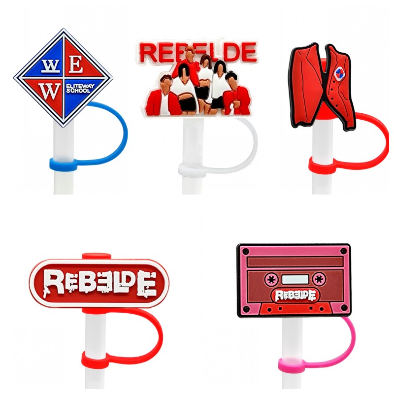 

rebelde mexico TV straw cover topper silicone accessories cover charms reusable splash proof drinking dust plug decorative DIY your own 8mm straw