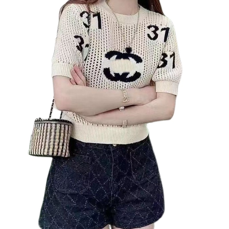 Women's Tanks &Tops Sweater fashion letter jacquard comfortable thin quality design Sleeveless Shirts Spring Autumn Style Women's Knits