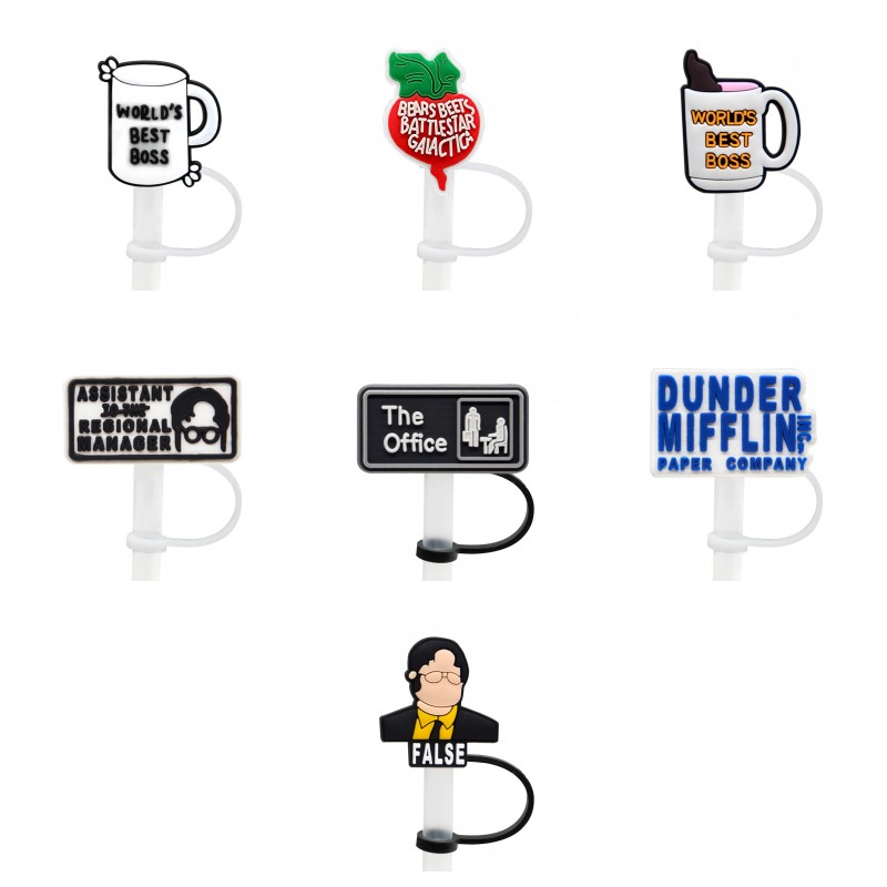 

the office TV straw cover topper silicone accessories cover charms reusable splash proof drinking dust plug decorative DIY your own 8mm straw