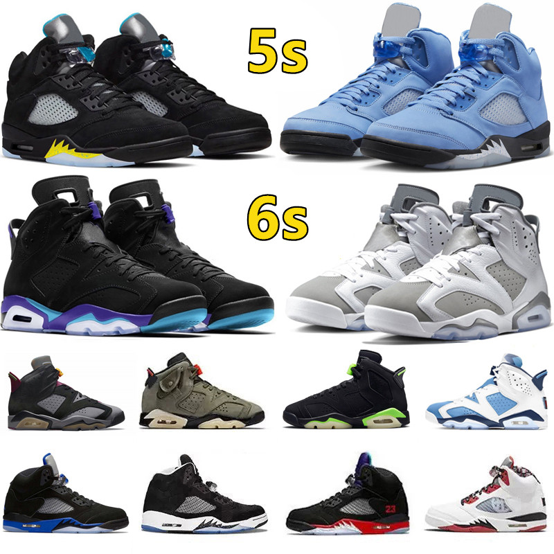 

Jumpman 5 6 Retro Mens Basketball Shoes Aqua Cool Grey Bluebird Oreo University Blue Washed Denim Toro Carmine Metallic Silver Retro 5s 6sTrainers Sports Sneakers, Color#39