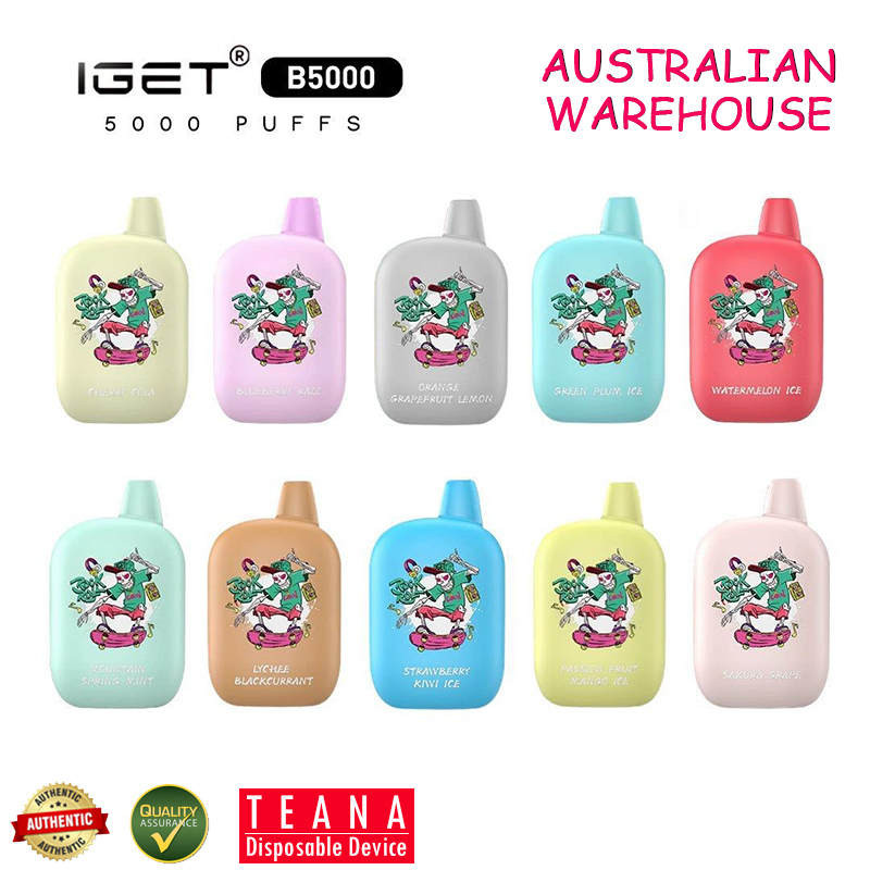 

Original iGet Bar B5000 E Cigarette Australian Warehouse 5000 Puffs Disposable Vapes Rechargeable 550mAh Battery 15ml Prefilled Pods Carts