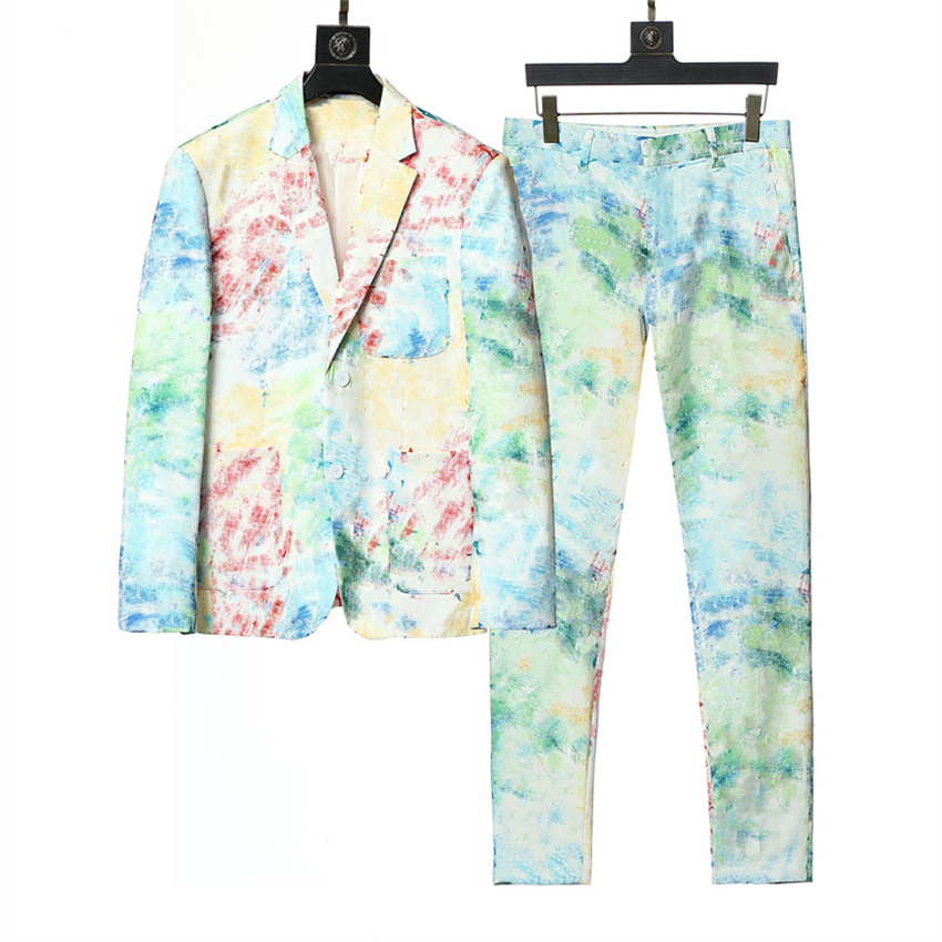 

Mens Suit Fashion Designer Blazers Man Classic Casual Graffiti letter printing Luxury suits Jacket Brand Long Sleeve Slim Suit Coats Pants