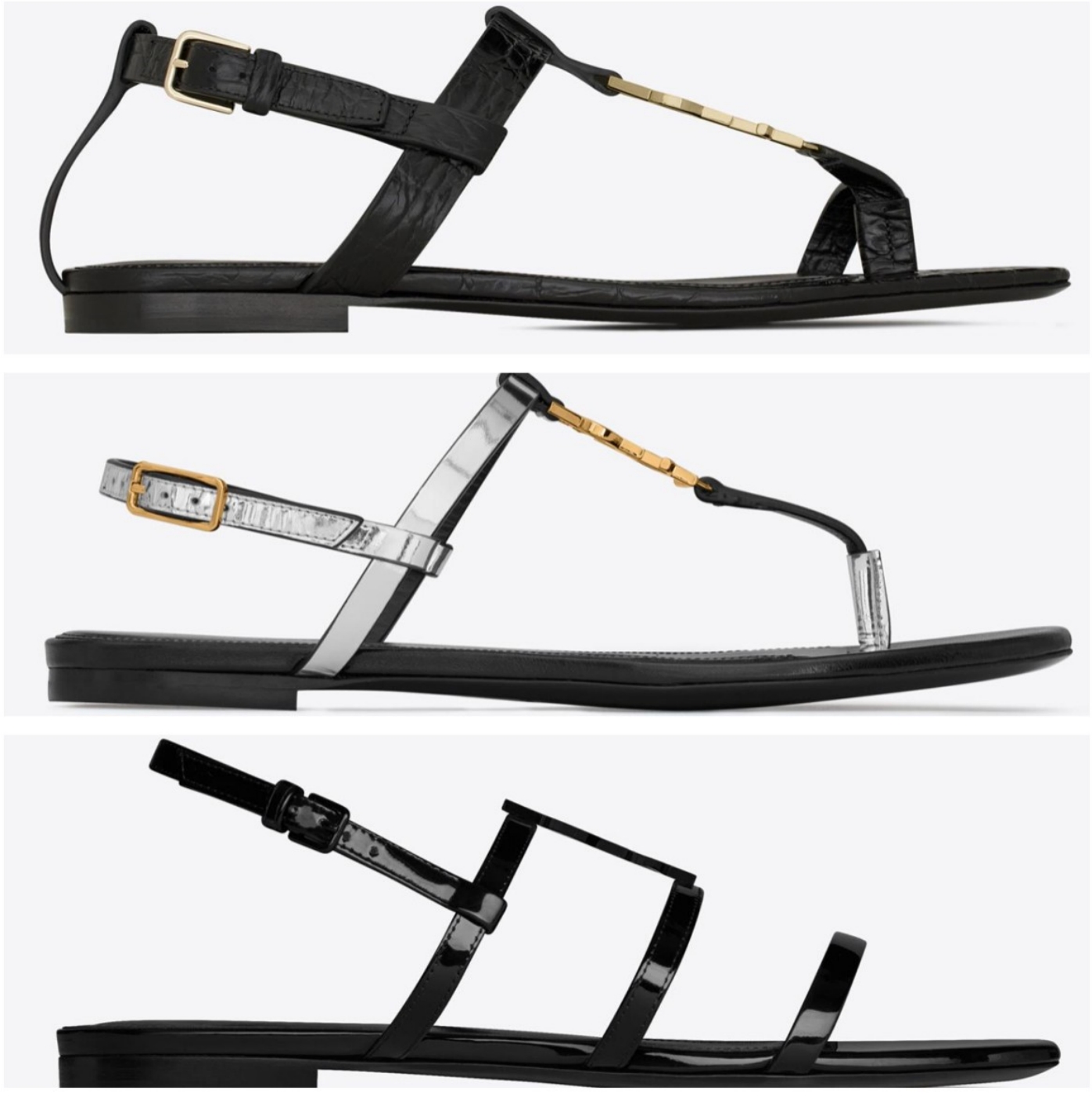

Women's casual sandal flat heeled sandals designer black leather women's bright leather sandals wedding black and white flat heeled global shoes 35-42 with box