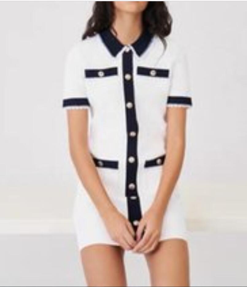 

NWT maje Dresses Whipstitch Crochet and M Logo Buttons Dress, White