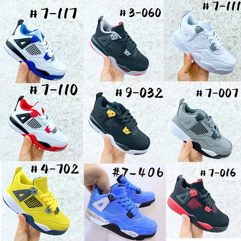 

Jumpman 4 Retro Kids Basketball Shoes 4S Boy Girl Sneaker Chicago Light Green Lights Grey Khaki Infant Toddlers Baby Trainers Children Eur 26-35, With original box