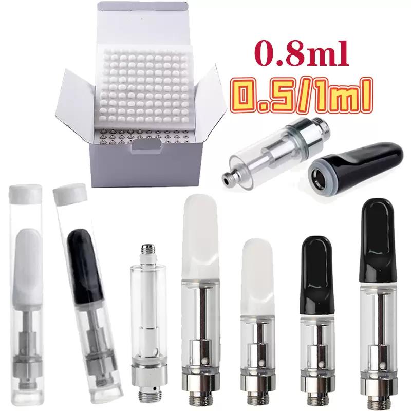 

Wholesale TH205 Vape Cartridges E Cigarette Atomizers Packaging 0.5ml 0.8ml 1ml Ceramic Glass Thick Oil Dab Pen Wax Tank Vaporizer 510 Thread Carts Atomizer Empty