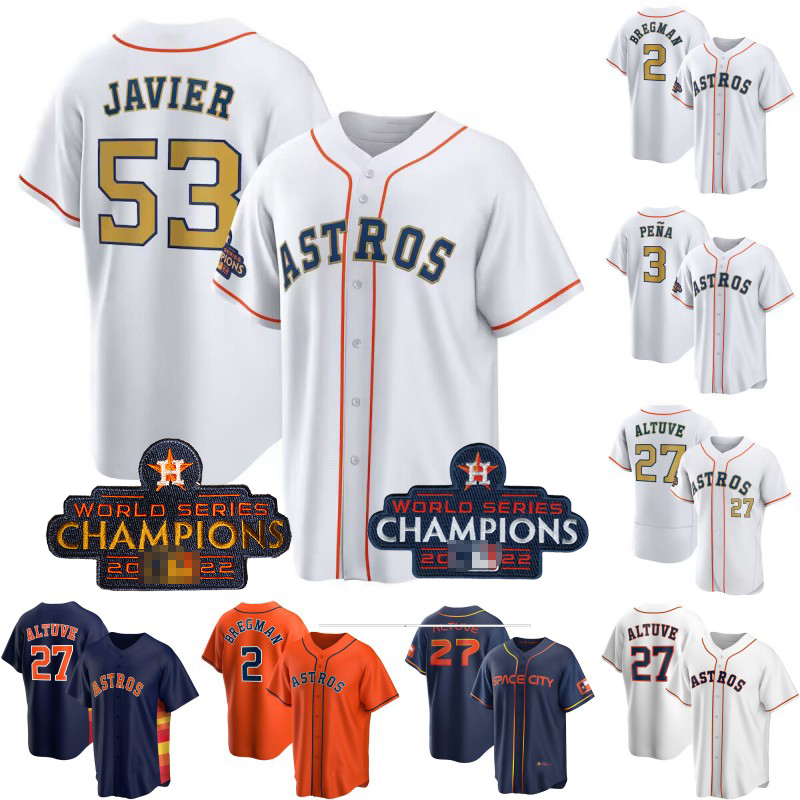 

Houston 2023 Gold Collection Astros Jersey Cristian Javier Jose Altuve Kyle Tucker Yordan Alvarez Jose Altuve Framber Valdez Alex Bregman Jeremy Pena Jose Urquidy, Mens cool base black