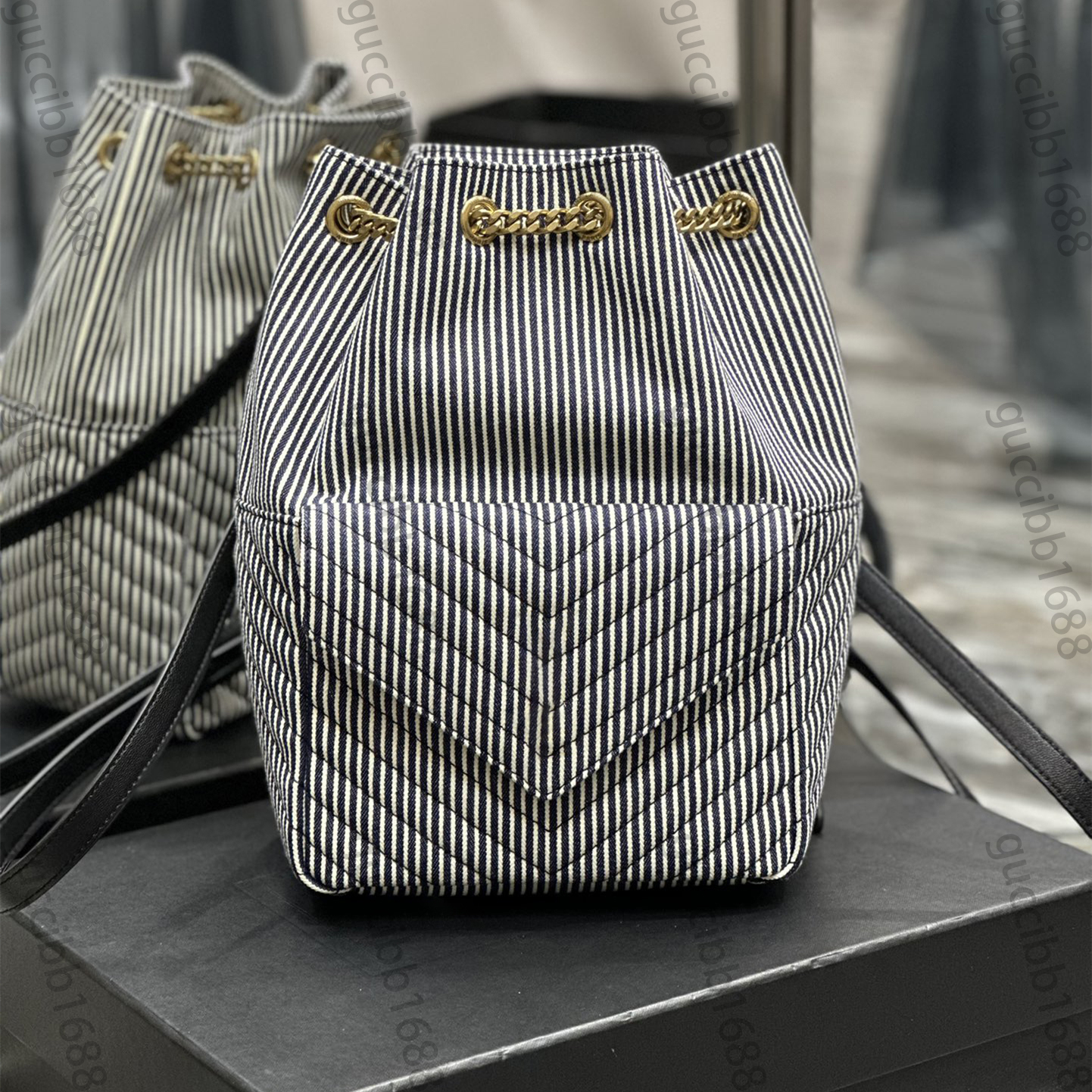 

10A Mirror Quality Designer Joe Chervon Quilted Backpack Womens Drawstring Denim Purse Real Leather Black Lambskin Double Shouder Strap Bag Luxury Matelasse Bags, Upload pics to contact us