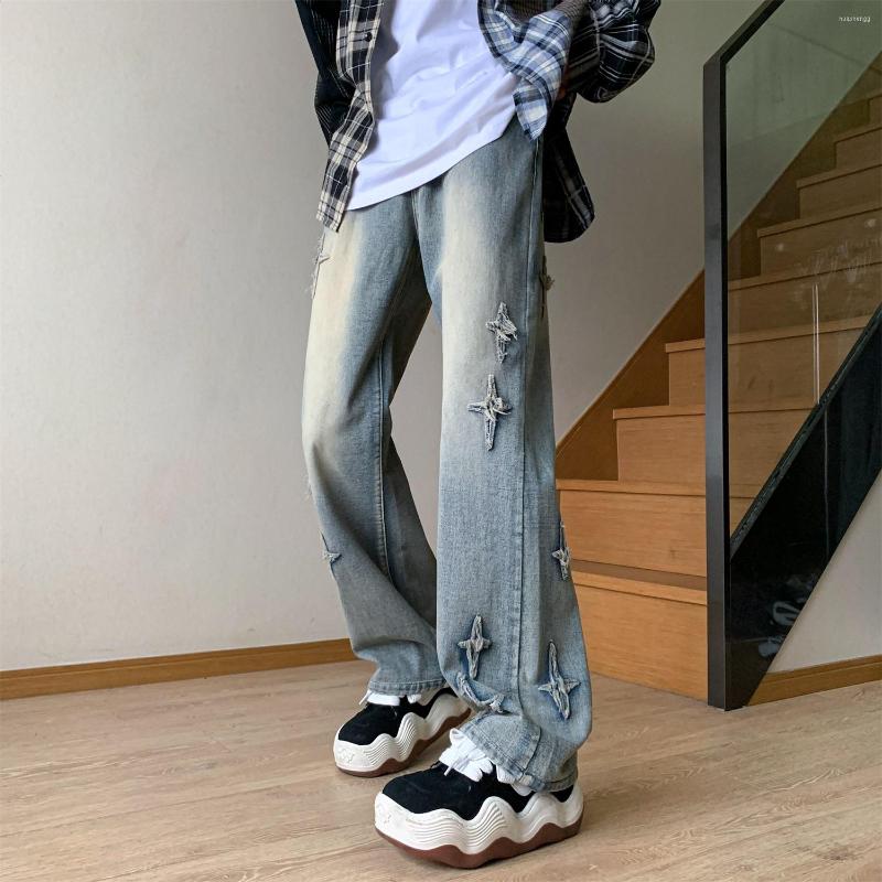 

Men's Jeans 2023 Men Pants Retro Loose Fit Y2K Street Stretch Hip Hop Male Wide Boyfriend Original Trousers, Black