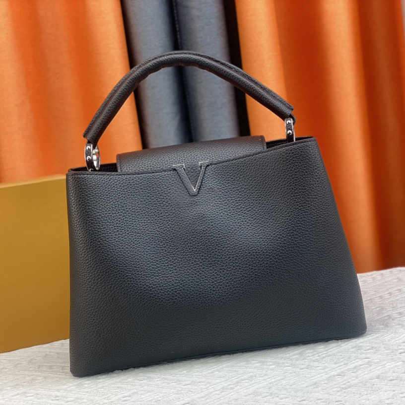 

7A Designer Bags Capucines BB Handbag Taurillon Leather Shoulder Tote Women Purse Crossbody, Black