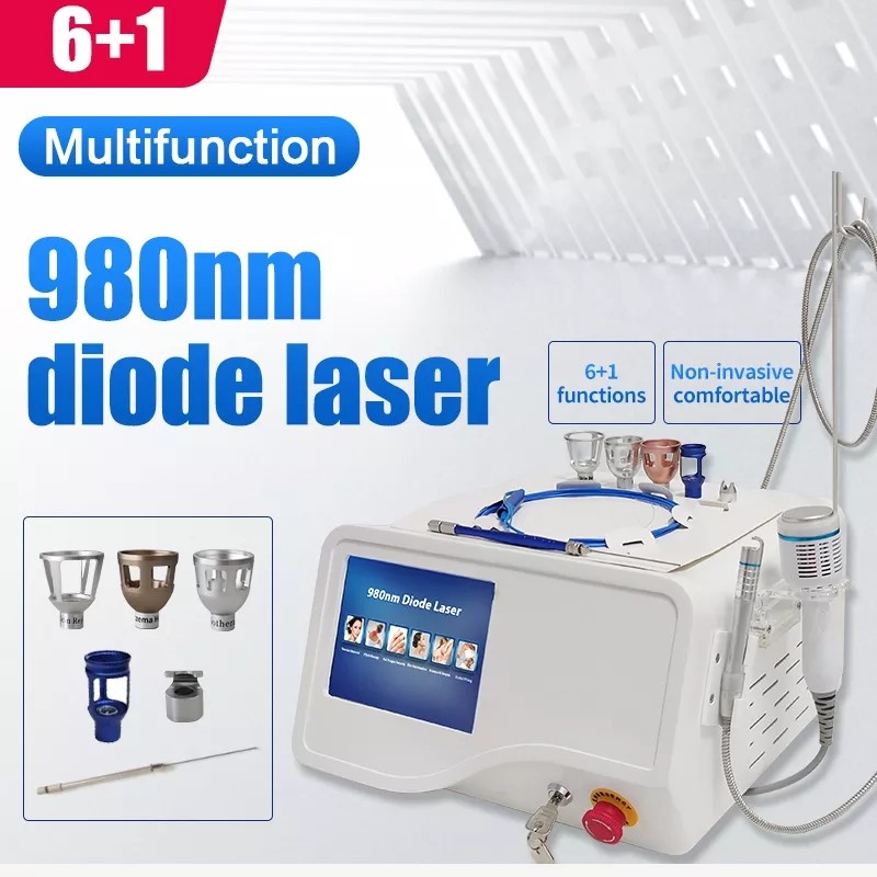 

CE 980nm 6 In 1 Portable Vascular Machine Vascular Varicose Removal Onychomycosis Machine Toenail Treatment Fat Liposuction Laser