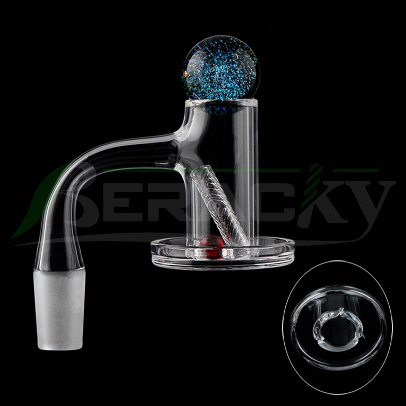 

Beracky Full Weld Smoking Quartz Charmer Banger With Glass Marble Quartz Pill Ruby Pearls 20mmOD Fully Welded Beveled Edge Heady Quartz Nails For Glass Bongs Rigs