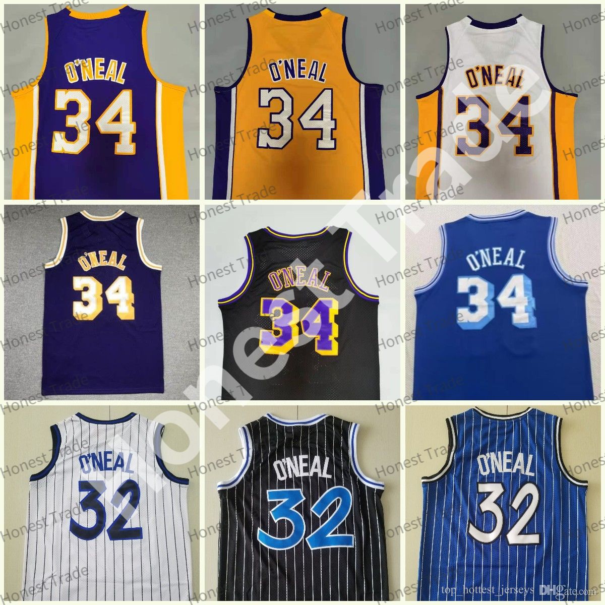 

Mens 34 Shaquille ONeal 32 Yellow Basketball Jersey Shaq Neal Purple Men Stitched Jerseys, Men jersey