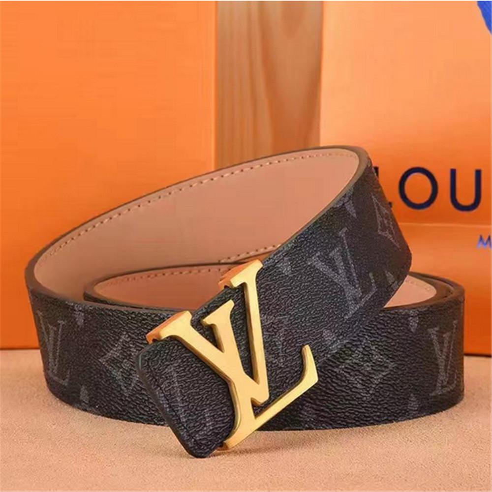 

2023 Luxury designer Louis Vuitton LV Belt Buckle Fashion Genuine Leather Women Belts For men Letter Double Big gold classical A6, Black