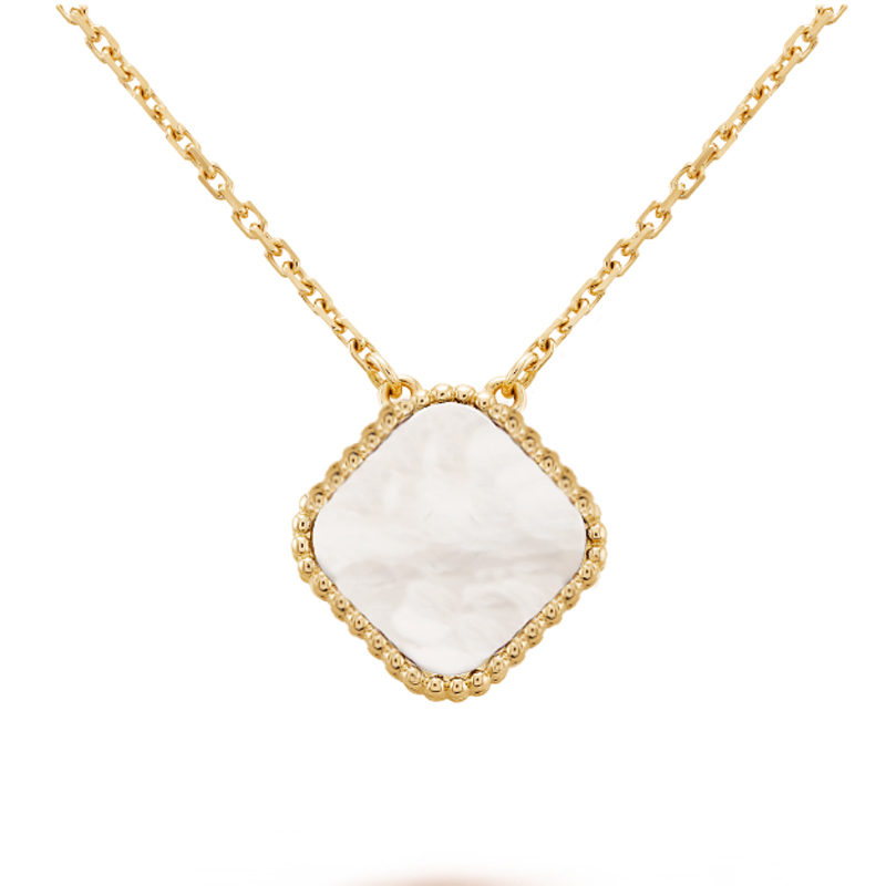 

White 18 k gold four leaf clover pendant necklace multicoloured French luxury brand V classic necklace fashion designer on women crime wedding valentine's day gift