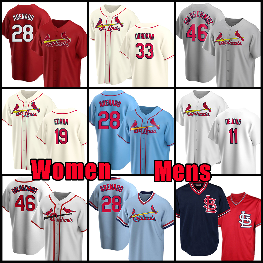 

2023 Baseball Jerseys Wear Woman 28 Nolan Arenado 19 Edman Brendan 11 Paul DeJong Donovan Paul Goldschmidt Nolan Gorman Lars Nootbaar Alec Burleson Dylan Carlson, Woman(size:s-xxl)hongque