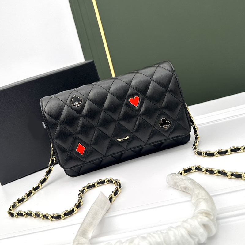 

Womens Classic Flap Square Bag Designer Tote Heart Spade Diamond Lambskin Leather Gold Metal Hardware Crossbody Shoulder Handbags Luxury Purse Wallet 19x12x3cm, Box