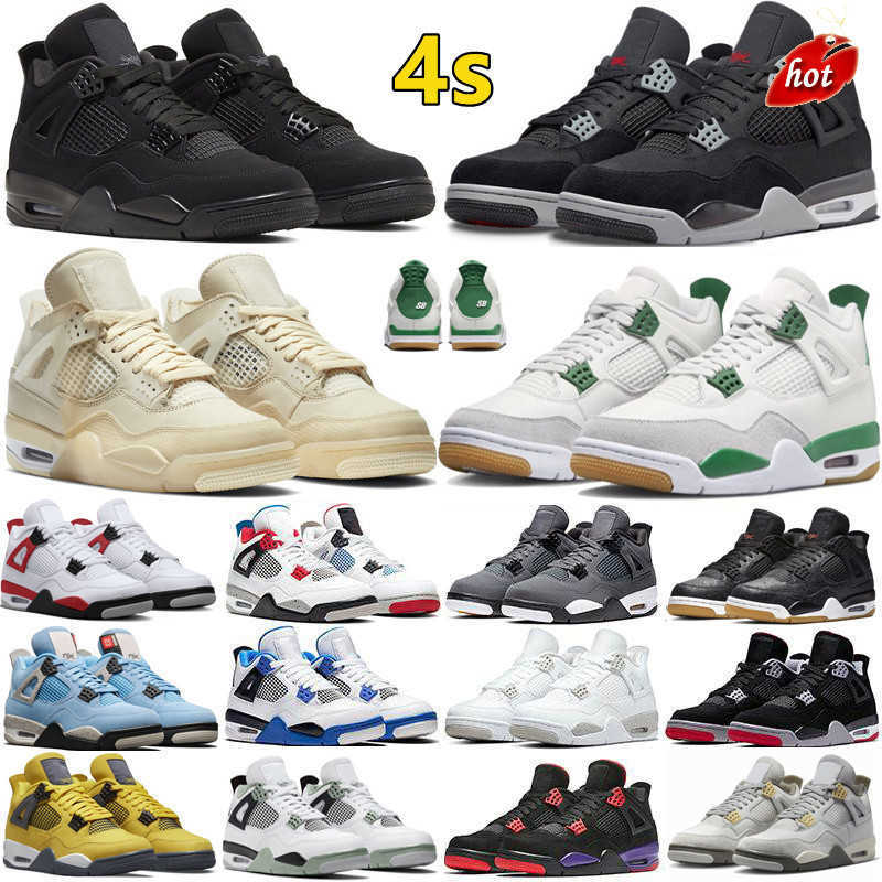 

2023 OG 4 4s Mens Basketball Shoes Pine Green Military Black Cat Canvas Seafoam Sail Red Thunder University Blue Fear Pack Midnight, Color#24