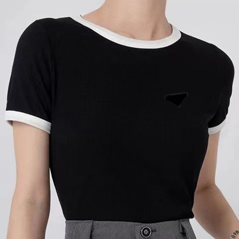 

Woman T Shirts Knits Shirt Designer Budge Tees Slim Short Sleeves Summer Breathable Tshirts S-XL, Black