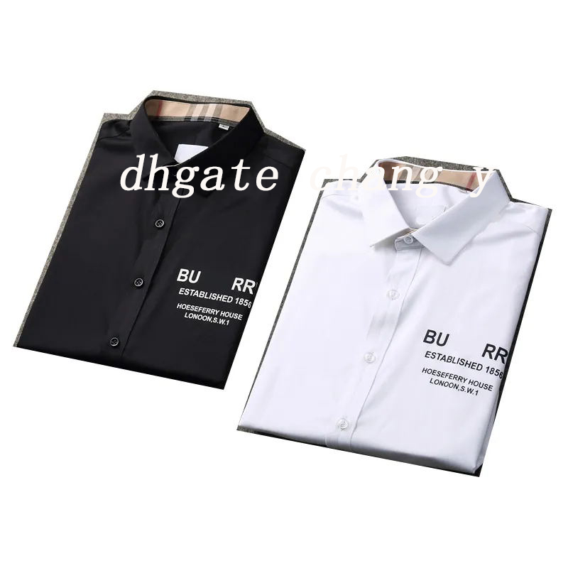 

Luxurys Designers Dress Shirt Menswear Fashion Society Black Men Solid Color Business Casual Mens Long Sleeve M-4XL#518 744819041, No.2