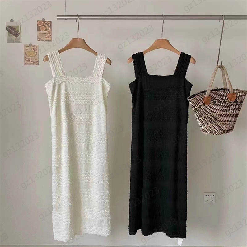 

Brand Dresses Lace Embellishments Solid Color Sleeveless Sundress Dress Square Collar Straight Version French Casual Maxiskit Summer Dresses For Women