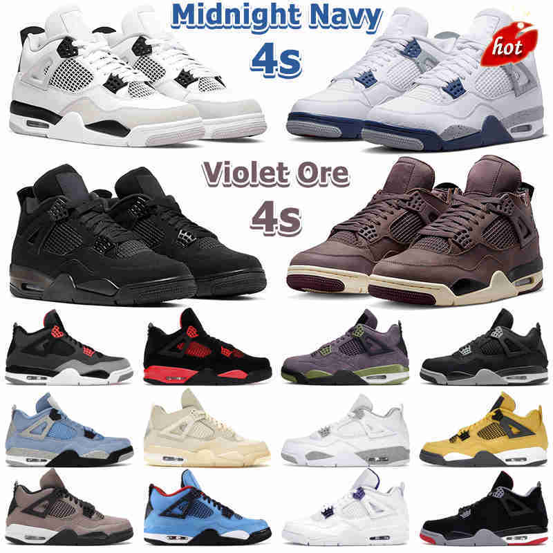 

2023 OG Jumpman 4 Basketball Shoes Men Women 4s Midnight Navy Violet Ore Military Black Cat Red Thunder University Blue Canvas Mens