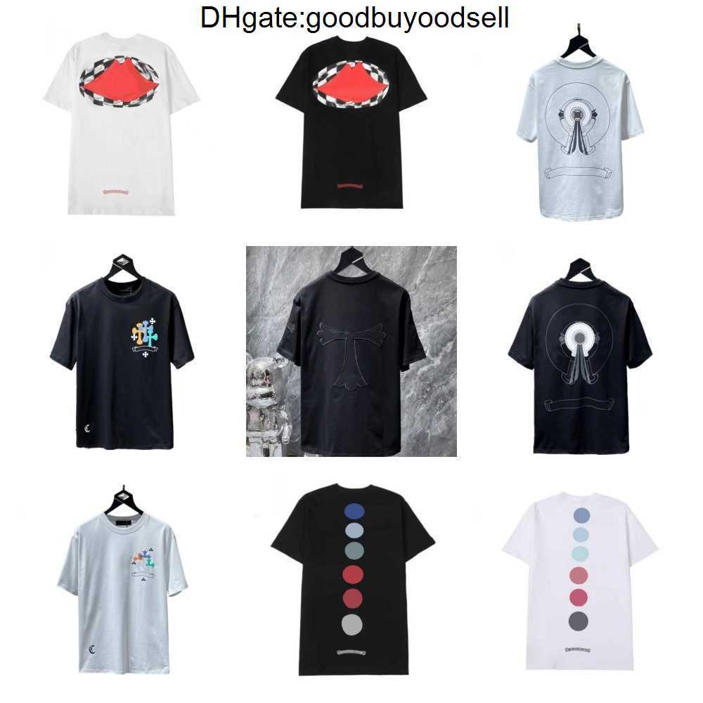 

2023 Mens T-Shirts Summer Designers Classic Brand Top T-shirts Ch Black Grey Short Sweater Casual Embossed Letter Horseshoe Sanskrit Cross, 10