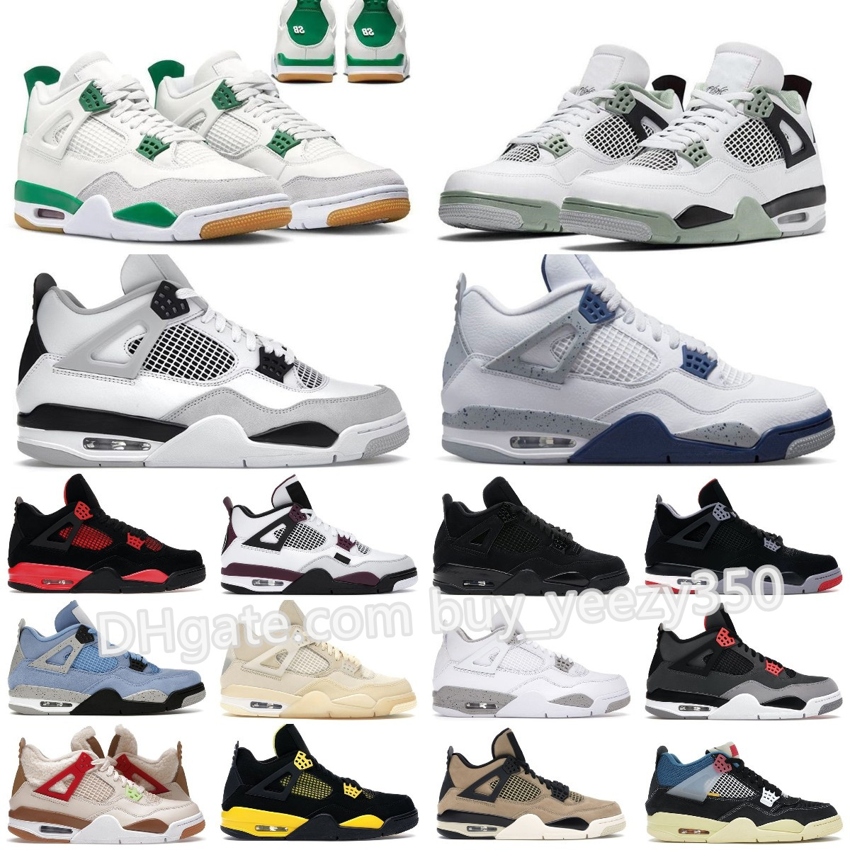 

NEW Jumpman 4 basketball shoes Retro women men military black cat 4s pine green SB oreo red thunder sail university blue cool greys seafoam cactus jack canvas trainers, Bubble column