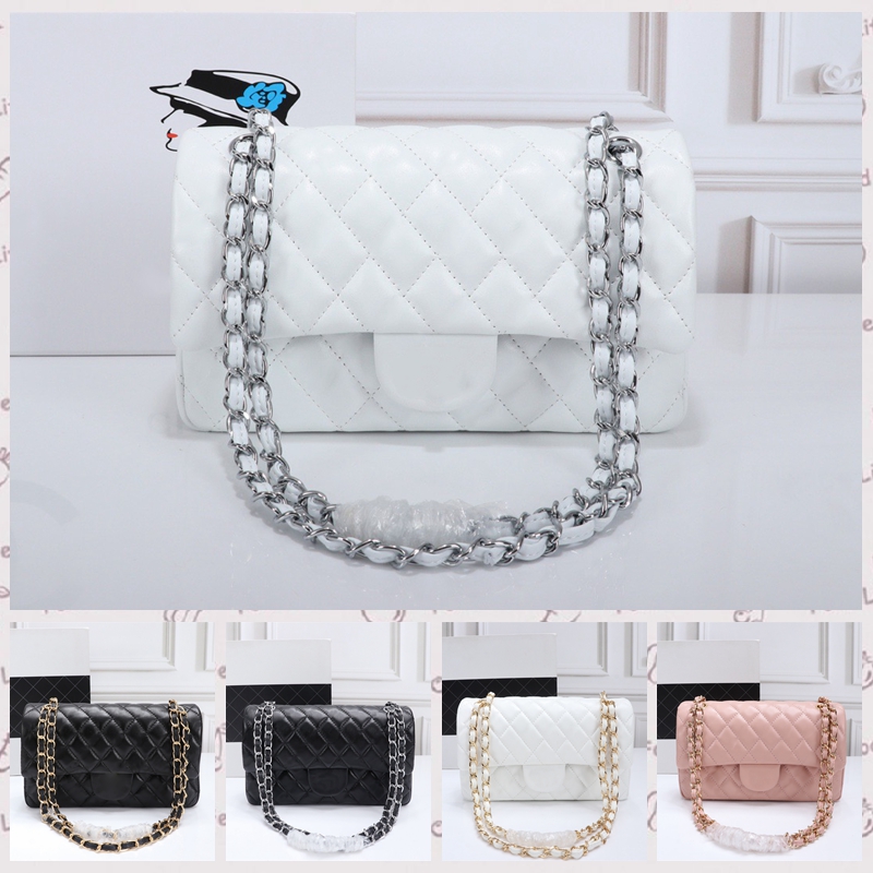 

2023 Designer Handbag Classic Double Flap Lambskin Caviar Flap Bags Lady Shoulder Gold Chain Bag Purse Leather Fashion Pochette Women Luxury Handbags, Lambskin 12