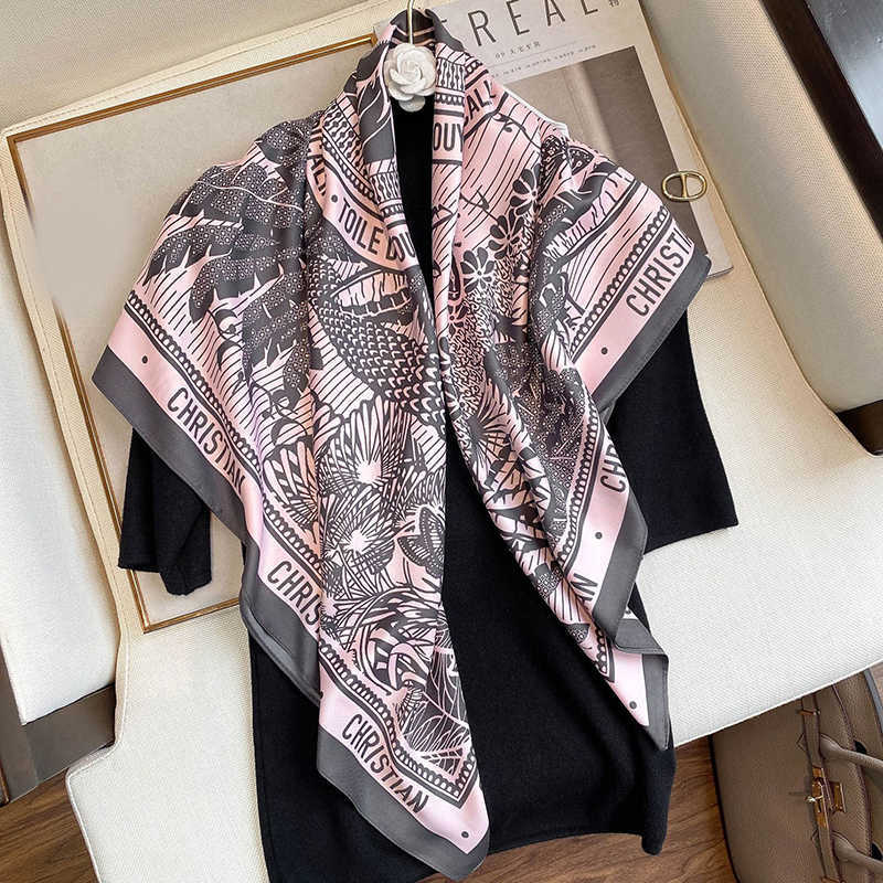 Sarongs Luxury Silk Square Scarf Women Hijab Bandana Muslim Headscarves Brand Satin Headband Shawls Wrap Female Muffler Foulard 2022 P230323-image-853077044