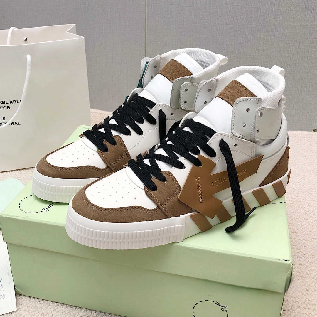 

2023 HighTop Off Woman Mens White Casual Shoes Luxury Desiger Genuine Leather Lace Up Round Toe Trainers Sneakers Runway Outfit Athletic Sport, As show