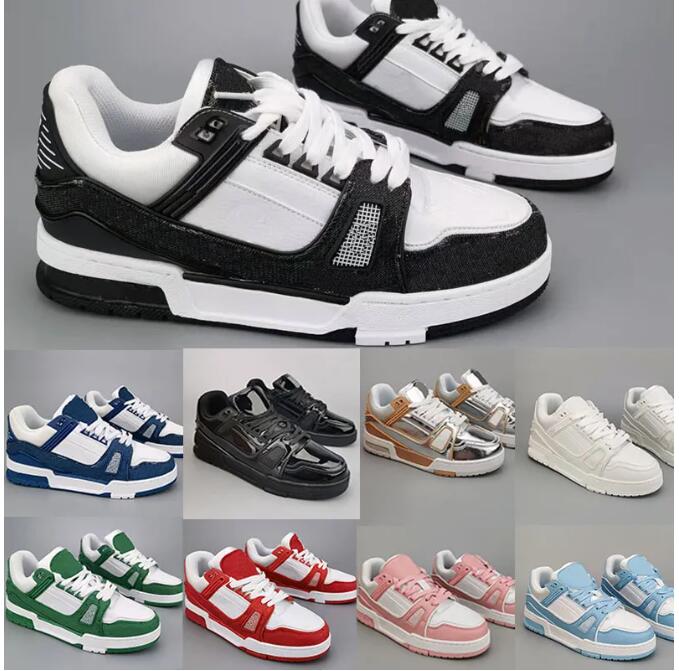 

2023 Designer Sneaker Virgil Trainer Casual Shoes Calfskin Leather Abloh White Green Red Blue Letter Overlays Platform Low Sneakers Size 36-45, Box