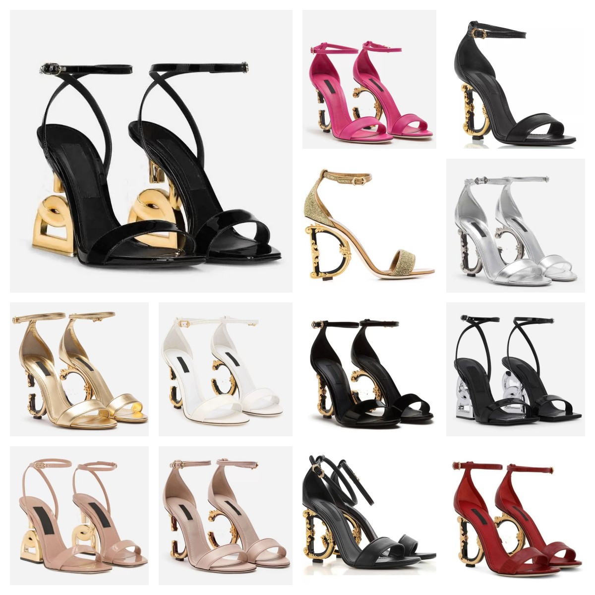 

Designer Brand Keira Women Sandal Shoes Women Golden Baroque High Heels Gold-plated Carbon Party Wedding Dress Sexy Pumps EU35-43