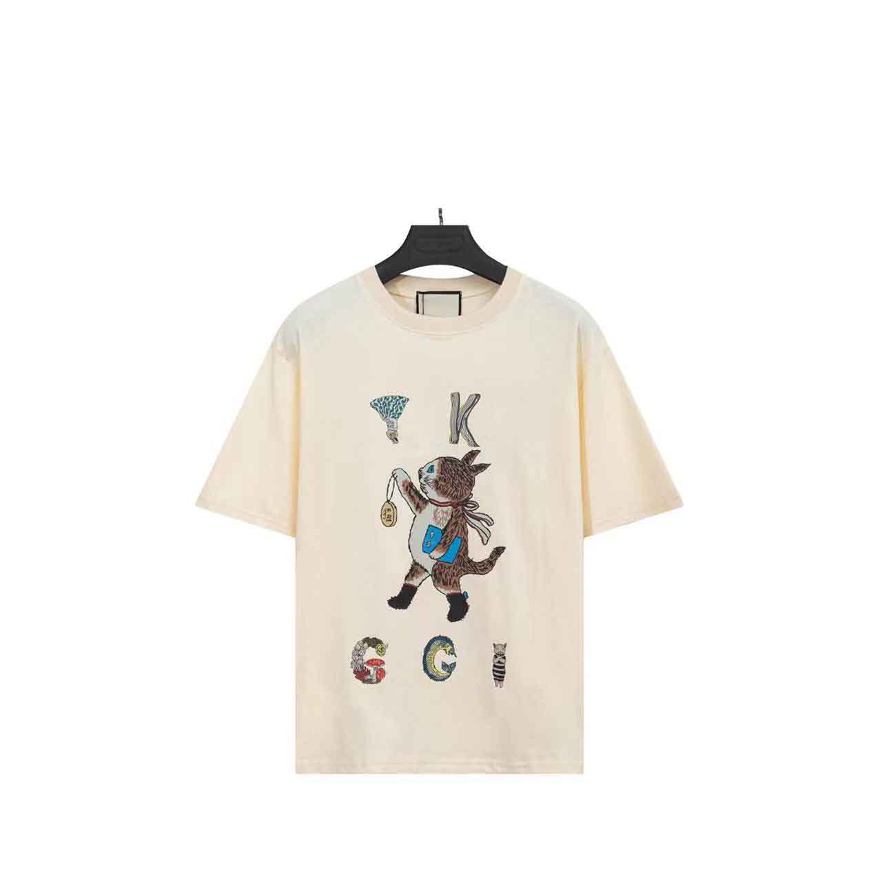 

Designers men's tees womens and males t shirt short sleeve Tees cotton and cat pic fashion crew neck T-shirt, Black