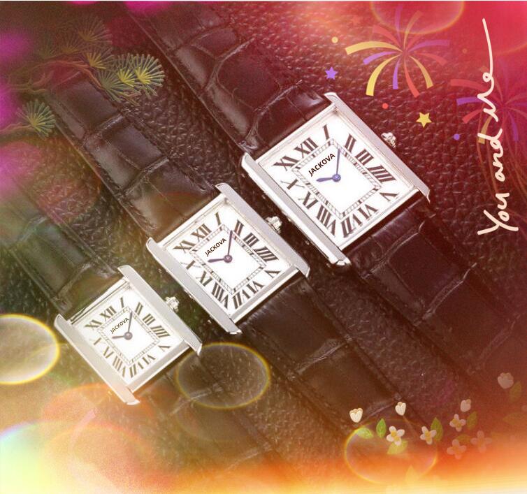 

Rose gold roman rectangle shape quartz watch Fashion lovers men women lovers silver tank series luxury genuine leather business clock bracelet wristwatch, As pic