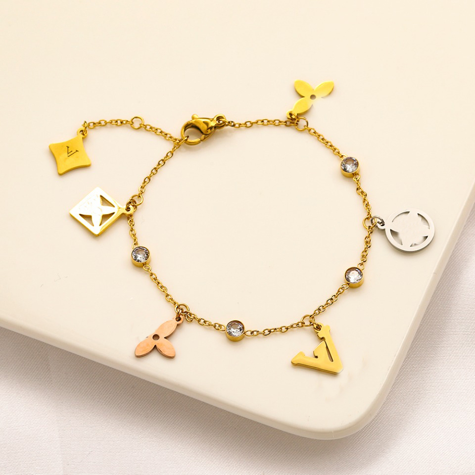 

New Style Black Bracelets Women Bangle Designer Double Letter Jewelry 18K Gold Plated Stainless steel Wristband Cuff Fashion Jewelry Accessories