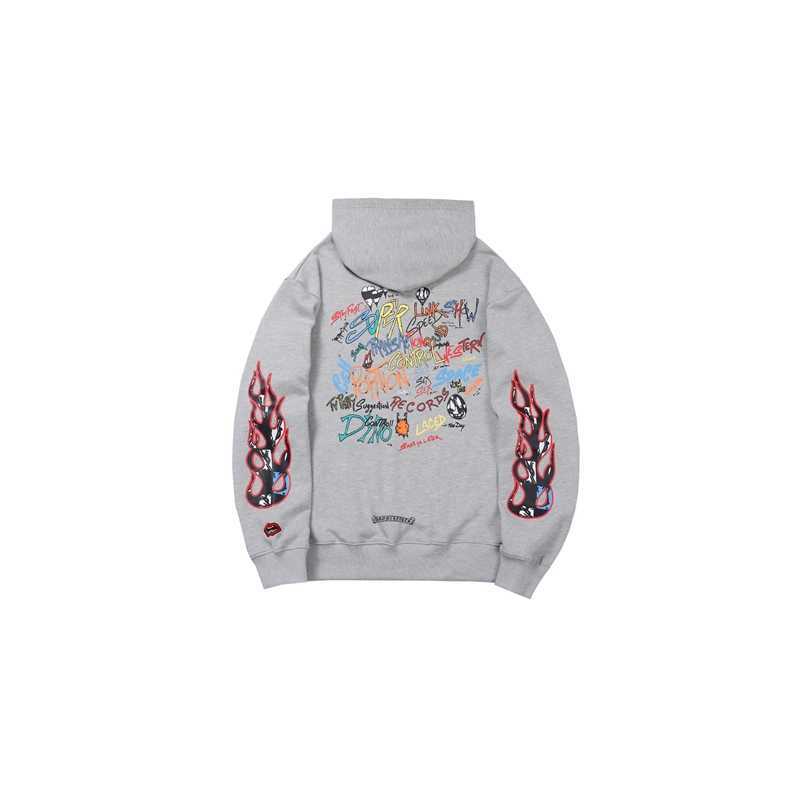 

Designer Chrome//Heart Mens Hoodies 23 Year New Crowe Reel Limited Matty Graffiti Flame Cross Arm Hoodie
