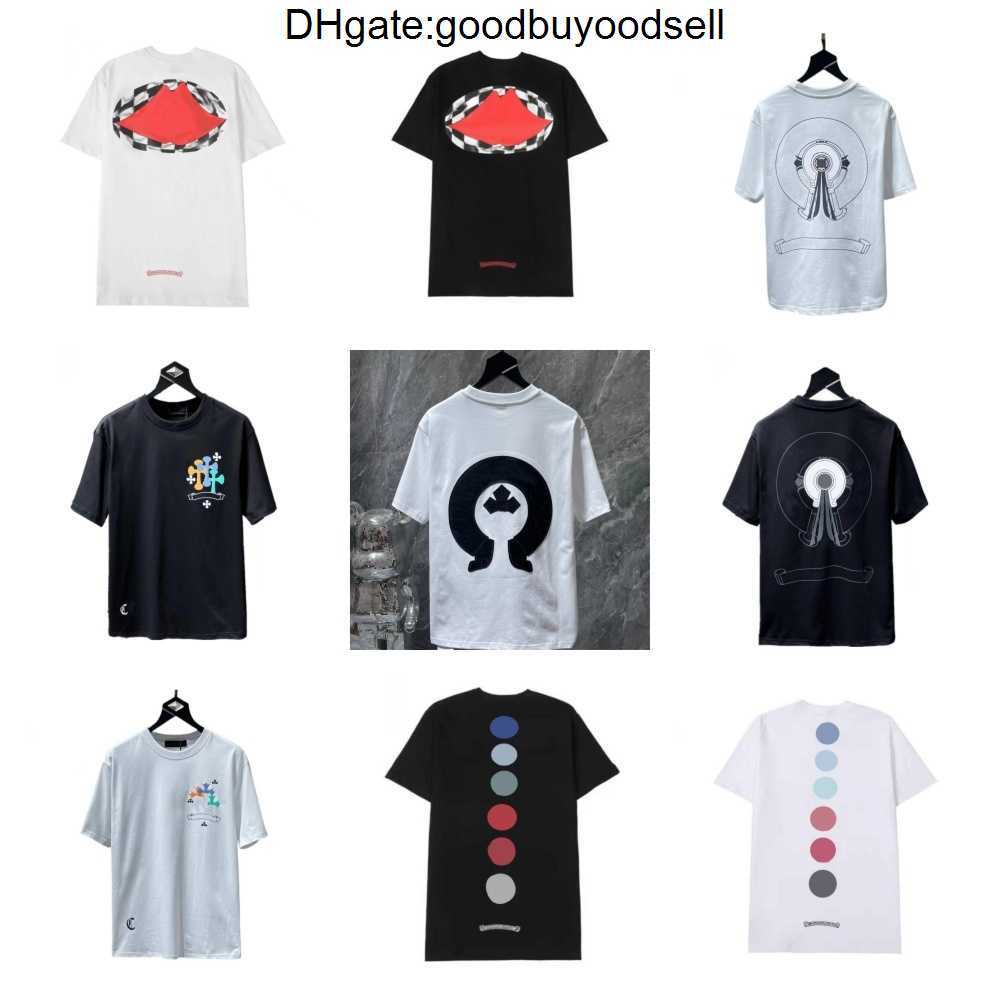 

Fashion Mens Classic t Shirts Brand Top T-shirts Ch White Short Sweater Casual Embossed Letter Horseshoe Sanskrit Cross Pattern Designers 2PZG, 17