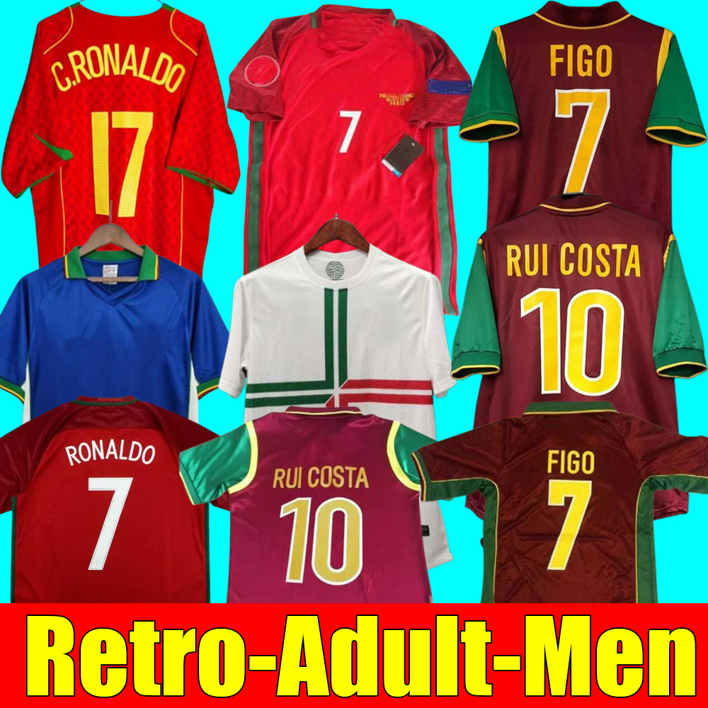 

RONALDO Retro Soccer Jerseys 1998 1999 2010 2012 2002 2004 RUI COSTA FIGO NANI Classic Football Shirts Camisetas de futbol Portugal Vintage, 2004 home